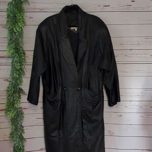 Vintage Maggie Lawrence 80's Trench Coat Black Goth Dark Romantic Plus Size 18 W
